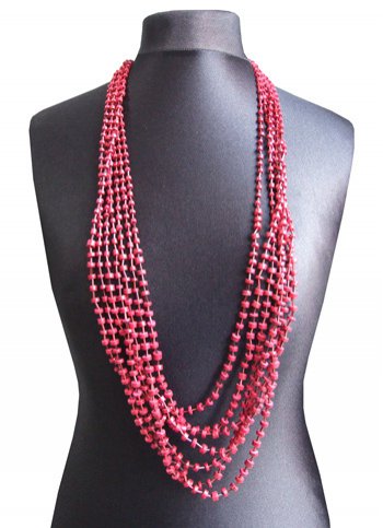 Dlouhý červený náhrdelník Dámské oděvy