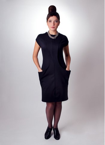 Yersey dress Black pockets Female dress